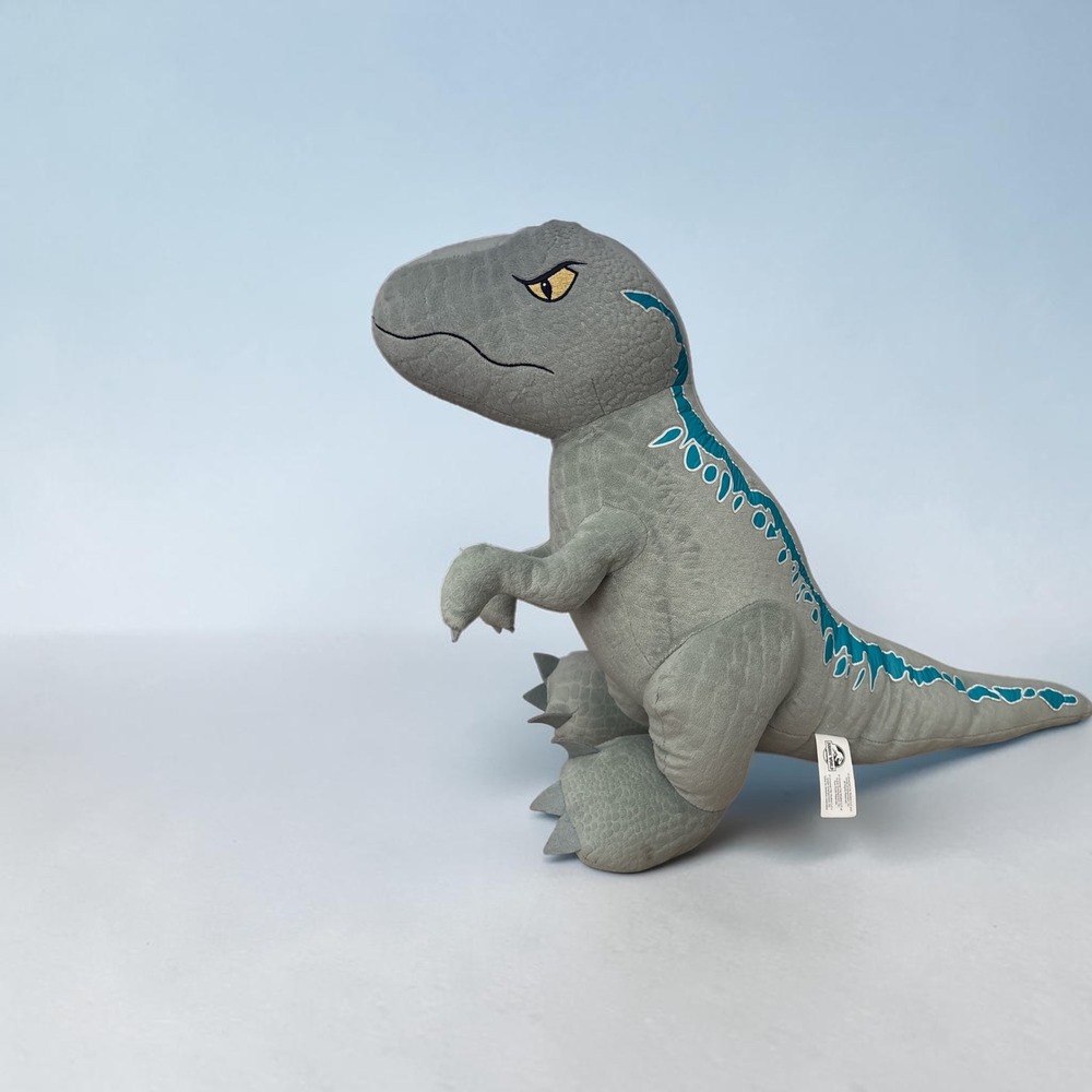 Jurassic World Blue Velociraptor Plush Large 18 inch Dinosaur Grey Blue Stripe